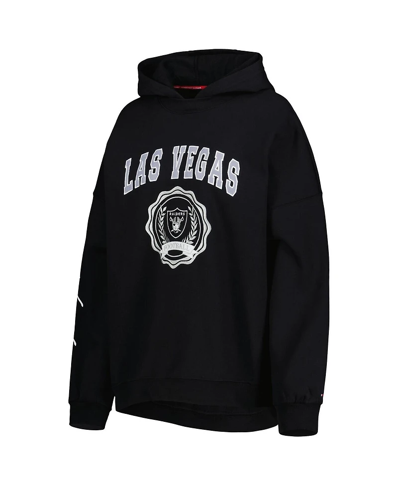 Women's Tommy Hilfiger Black Las Vegas Raiders Becca Drop Shoulder Pullover Hoodie