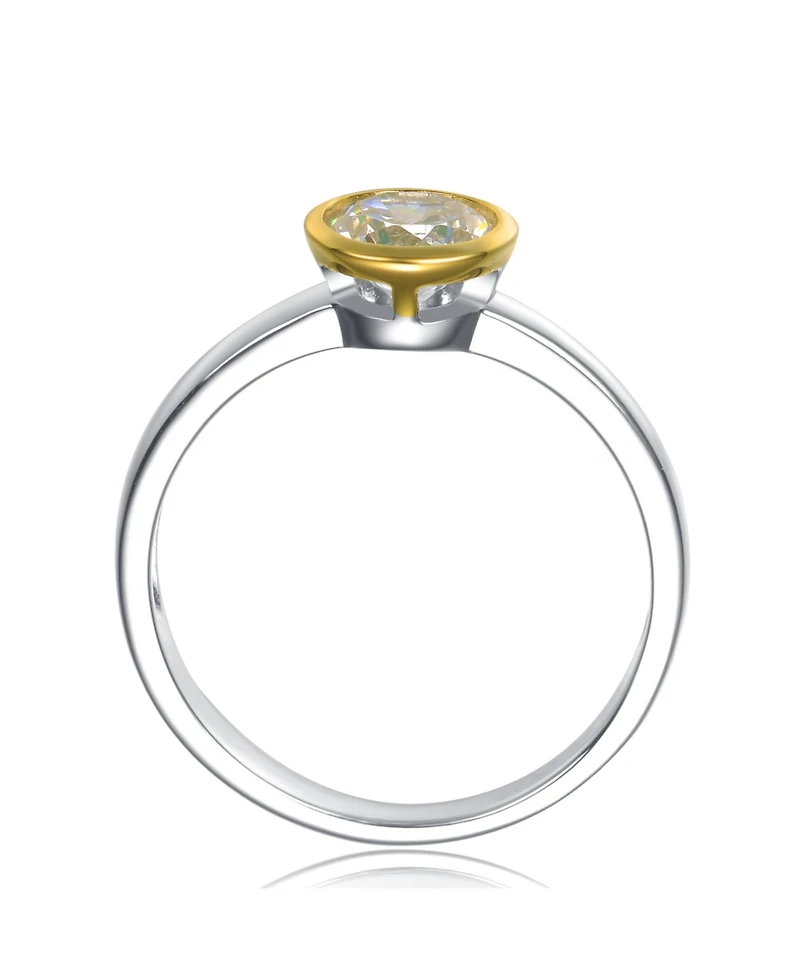 Circular Shaped Design 14K Gold Plated Sterling Silver Clear Cubic Zirconia Ring