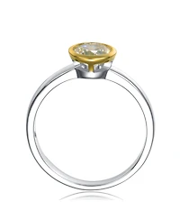 Circular Shaped Design 14K Gold Plated Sterling Silver Clear Cubic Zirconia Ring