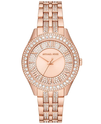 Michael Kors Women's Harlowe Three-Hand Rose Gold-Tone Stainless Steel Bracelet Watch, 38mm