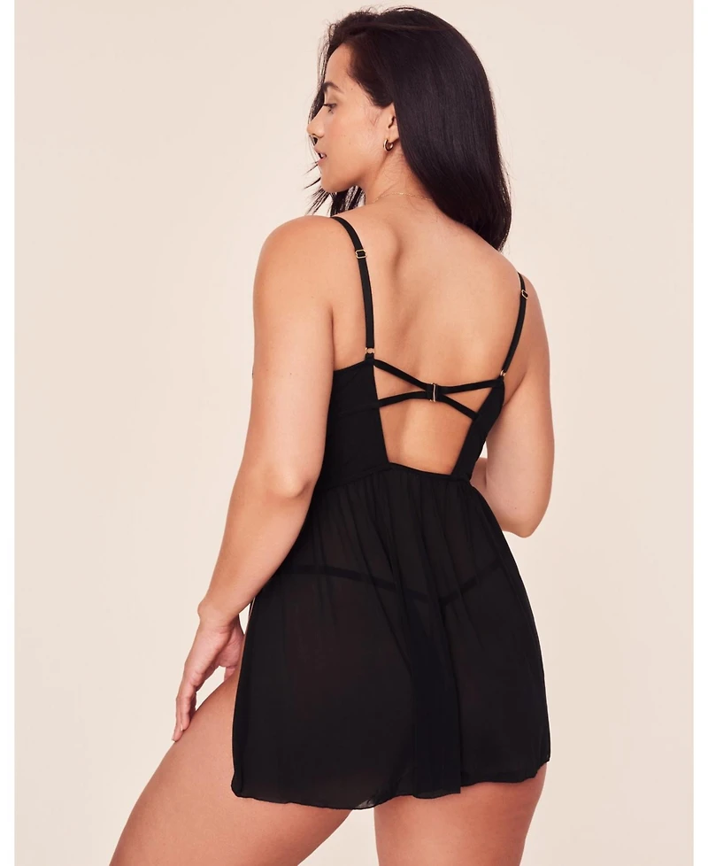 Adore Me Rae Women's Plus-Size Unlined Babydoll & G-String Set Lingerie