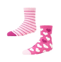 MeMoi Girls 2 Pairs Hearts Fuzzy Non-s Socks