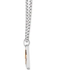 Le Vian Men's Chocolate Diamond (1/4 ct. t.w.) & Nude Diamond (1/6 ct. t.w.) Dog Tag 22" Pendant Necklace in Sterling Silver & 14k Rose Gold-Plate