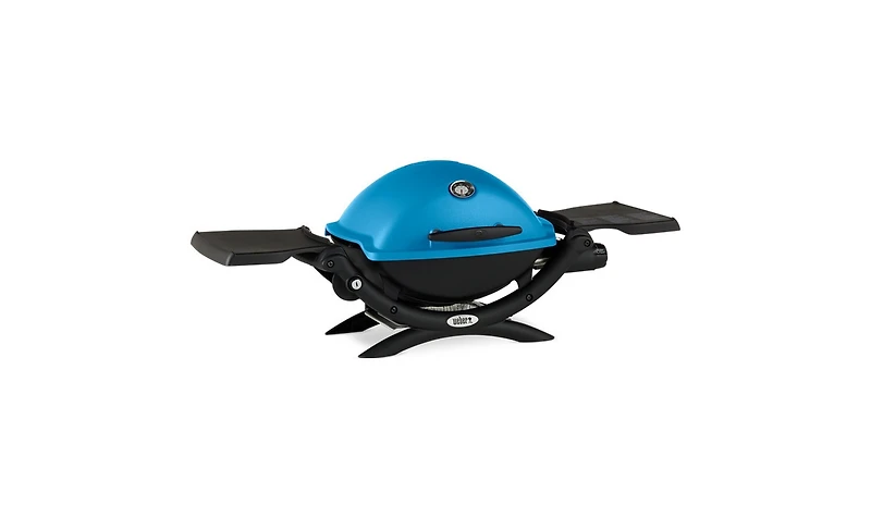 Weber Q 1200 Liquid Propane Grill (Blue) With Adapter Hose And Cover