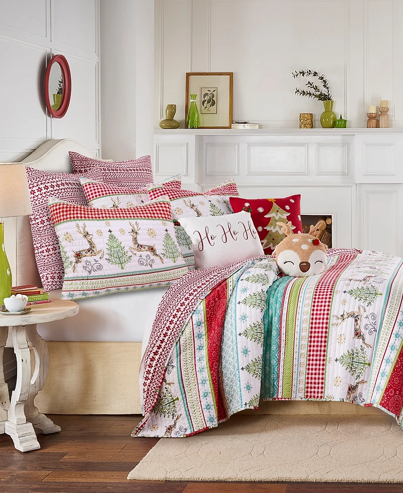 Levtex Comet & Cupid Folk Christmas 2-Pc. Sham Set, European