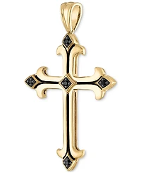 Esquire Men's Jewelry Black Cubic Zirconia Cross Pendant in 14k Gold-Plated Sterling Silver, Created for Macy's