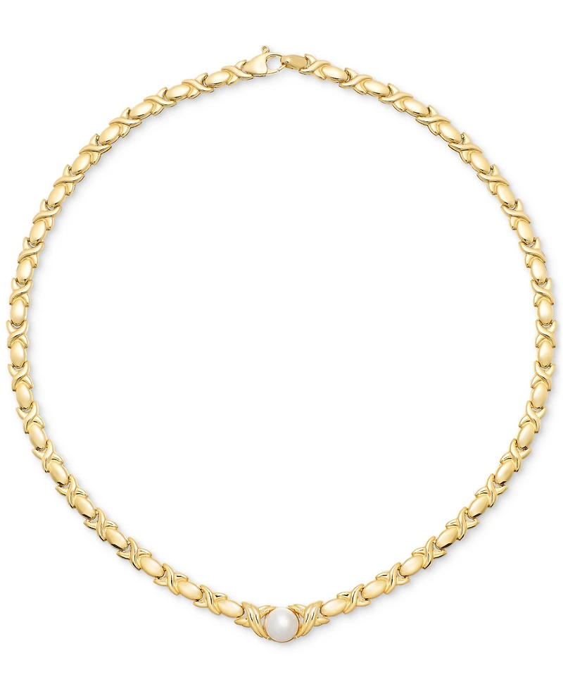 Cultured Freshwater Pearl (9mm) 18" Collar Necklace in 14k Gold-Plated Sterling Silver