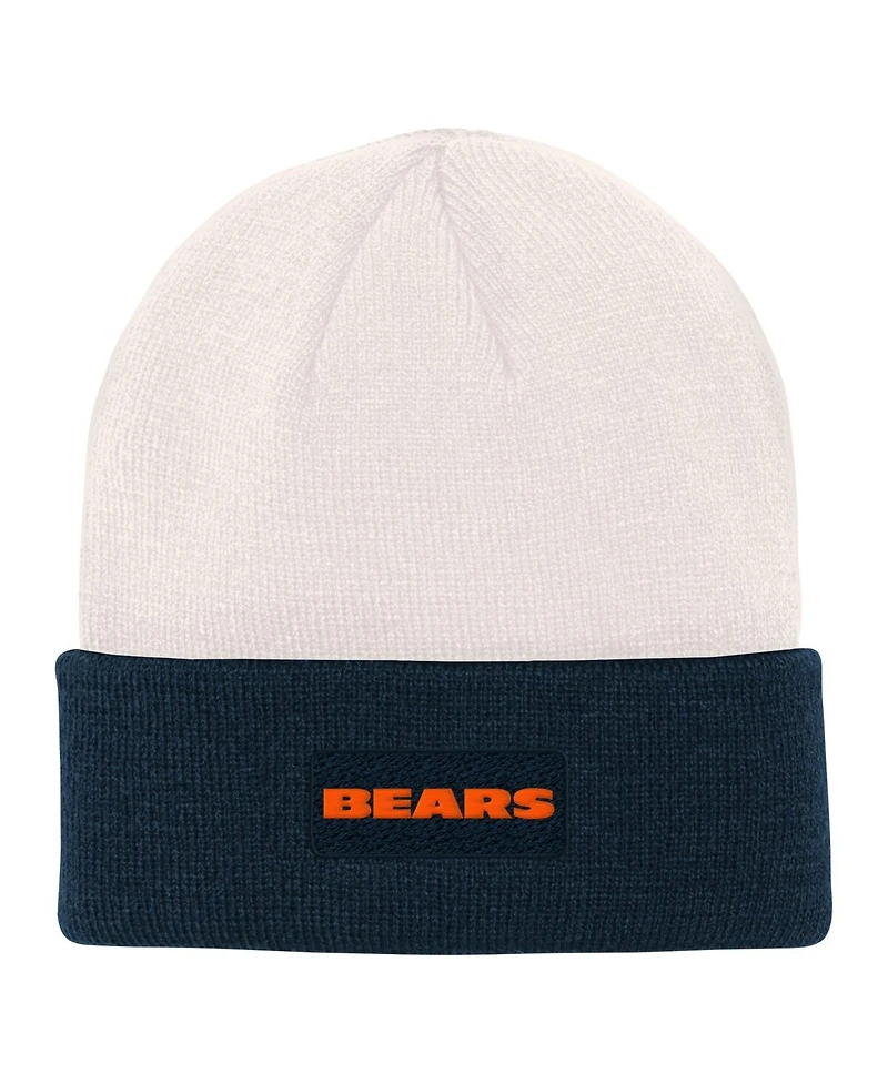 Big Boys Cream, Navy Chicago Bears Bone Cuffed Knit Hat