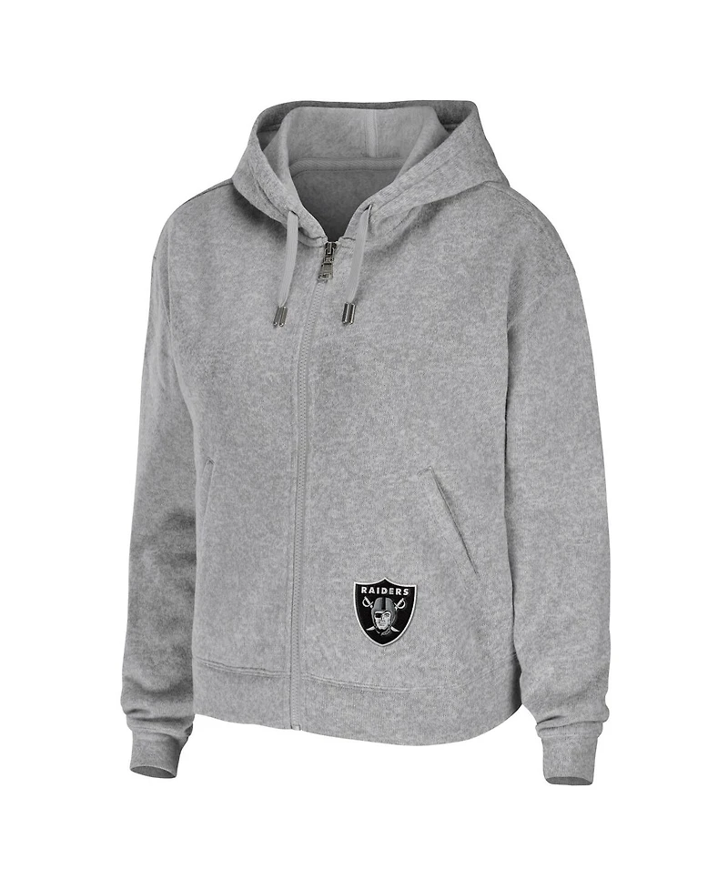 Women's Wear by Erin Andrews Heathered Gray Las Vegas Raiders Team Full-Zip Hoodie