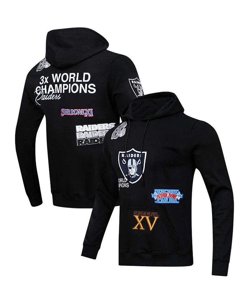 Men's Pro Standard Black Las Vegas Raiders 3x Super Bowl Champions Pullover Hoodie