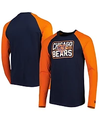 Men's New Era Navy Chicago Bears Current Raglan Long Sleeve T-shirt