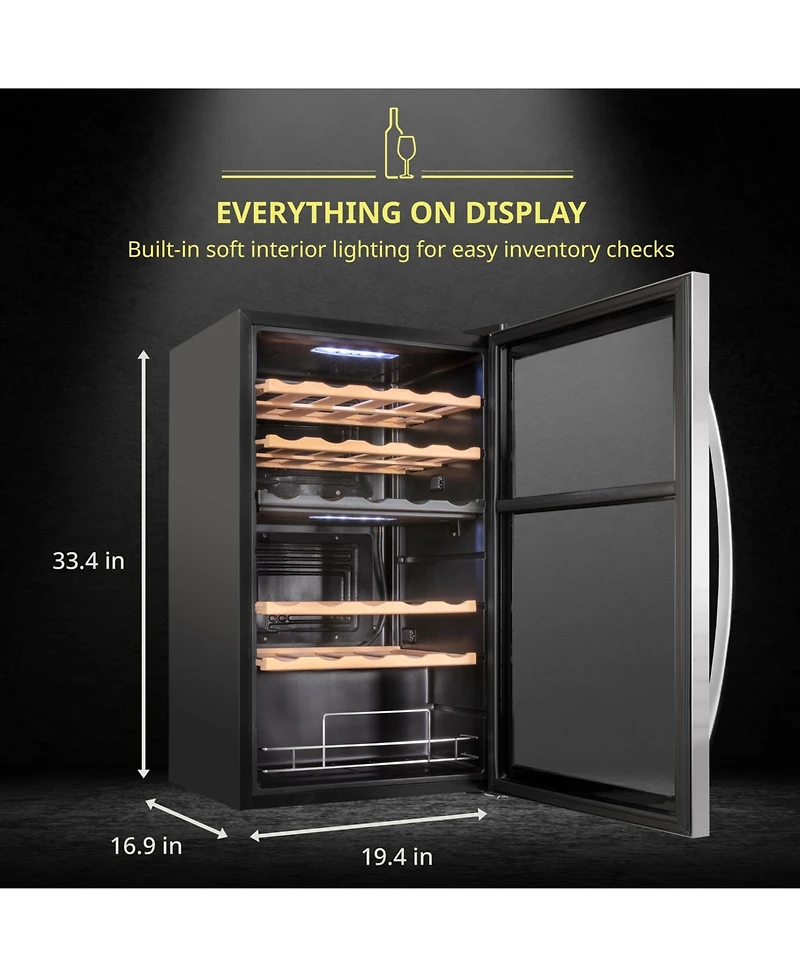 Schmecke Freestanding Wine Refrigerator, 33 Bottle Dual Wine Cooler