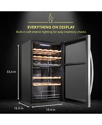 Schmecke Freestanding Wine Refrigerator, 33 Bottle Dual Wine Cooler