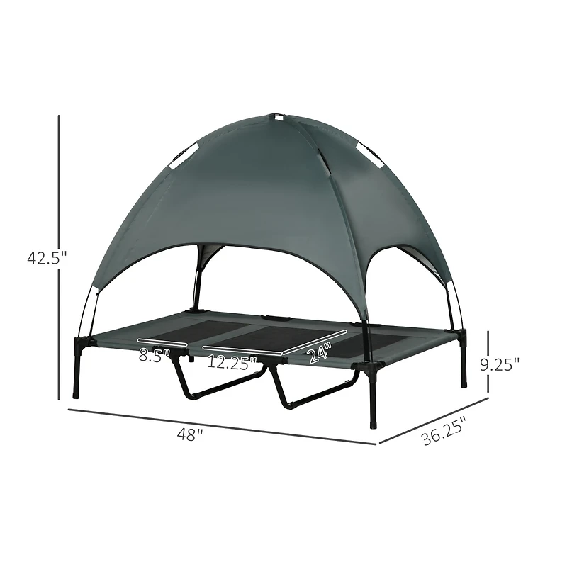 PawHut Elevated Pet Bed Dog Foldable Cot Tent Canopy Inst Shelter Outdoor