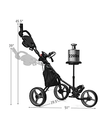 Folding 3 Wheels Golf Push Cart W/Seat Scoreboard Adjustable Handle