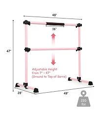 Portable Ballet Barre 4ft Freestanding Adjustable Double Dance Bar