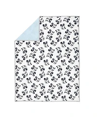 Lambs & Ivy Disney Baby Mickey Mouse Baby Blanket - Blue/White Minky/Jersey