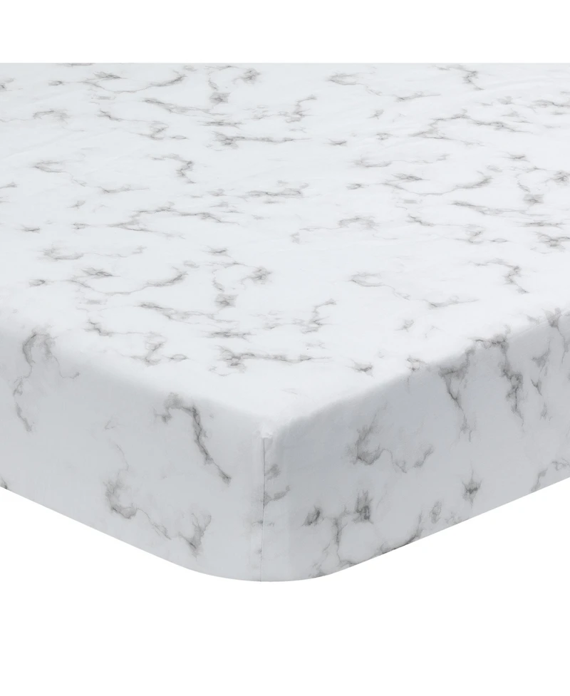 Lambs & Ivy Baby Signature Gray/White Marble Organic Cotton Fitted Crib Sheet