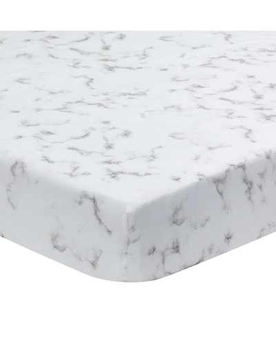 Lambs & Ivy Baby Signature Gray/White Marble Organic Cotton Fitted Crib Sheet