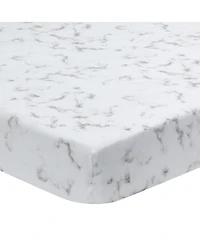 Lambs & Ivy Baby Signature Gray/White Marble Organic Cotton Fitted Crib Sheet