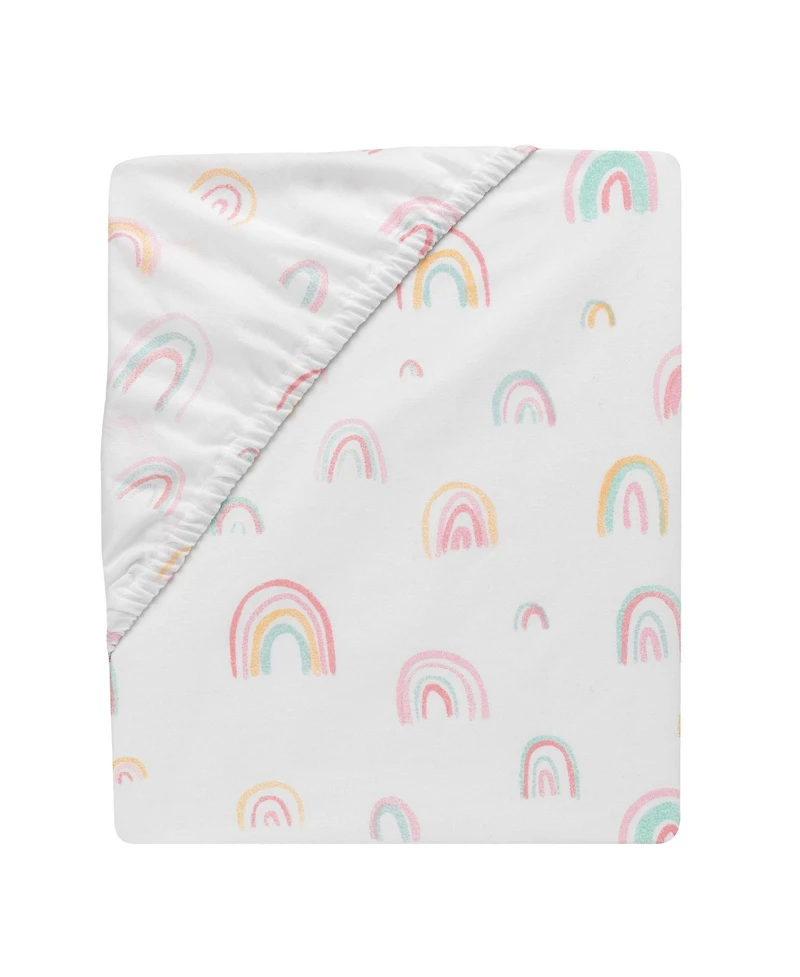 Lambs & Ivy Watercolor Pastel Rainbow 100% Cotton Baby Fitted Crib Sheet