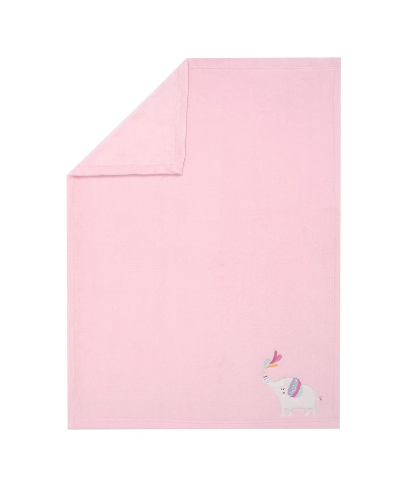 Bedtime Originals Elephant Dreams Appliqued Soft Fleece Baby Blanket - Pink
