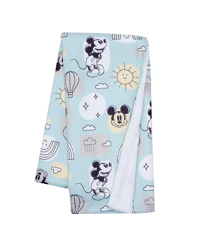 Lambs & Ivy Disney Baby Classic Mickey Mouse Blue/White Soft Fleece Baby Blanket