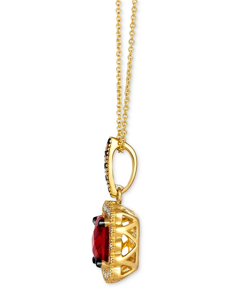 Le Vian Pomegranate Garnet (2-3/4 ct. t.w.) & Diamond (3/8 ct. t.w.) Halo Pendant Necklace in 14k Gold, 18" + 2" extender
