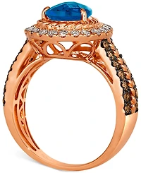 Le Vian Deep Sea Blue Topaz (2 ct. t.w.) & Diamond (1 ct. t.w.) Teardrop Halo Ring in 14k Rose Gold