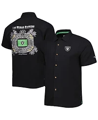 Men's Tommy Bahama Black Las Vegas Raiders Top of Your Game Camp Button-Up Shirt