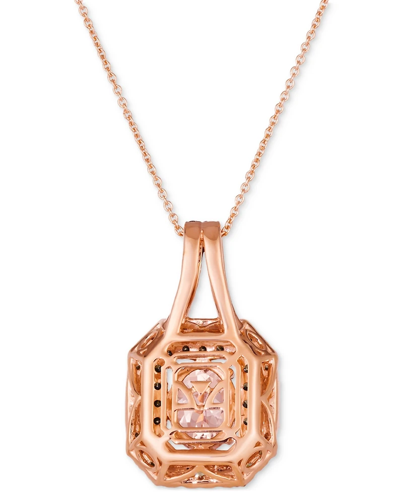 Le Vian Peach Morganite (1-1/3 ct. t.w.) & Diamond (1-1/10 ct. t.w.) Halo Pendant Necklace in 14k Rose Gold