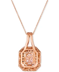 Le Vian Peach Morganite (1-1/3 ct. t.w.) & Diamond (1-1/10 ct. t.w.) Halo Pendant Necklace in 14k Rose Gold