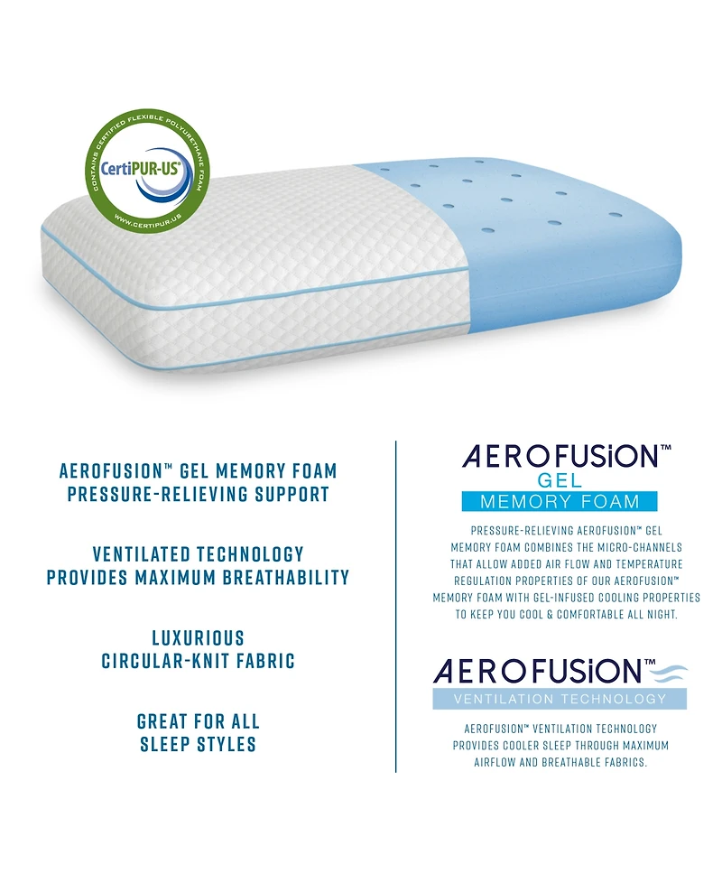 BodiPEDIC Aerofusion Gusseted Gel-Infused Memory Foam Pillow, Jumbo