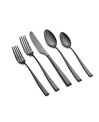 Cambridge Silversmiths Marlise Black Satin 20 Piece 18/10 Stainless Steel Flatware Set, Service for 4
