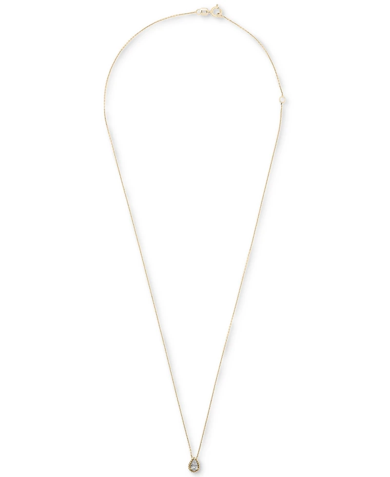 Diamond Pear Solitaire Pendant Necklace (1/4 ct. t.w.) in 14k Gold, 16" + 2" extender