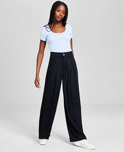 And Now This Women's Pleat-Front Wide-Leg Soft Pants
