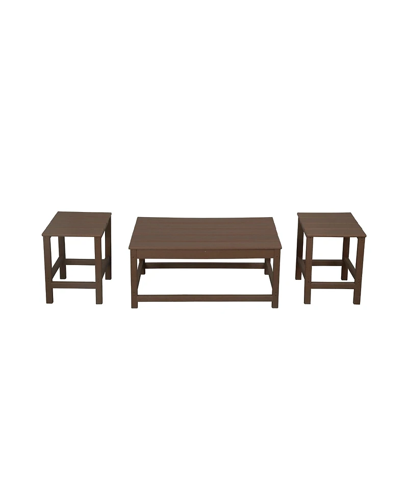WestinTrends 3-Piece Outdoor Patio Adirondack Coffee Table and Side Set