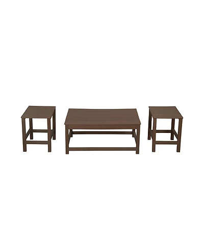 WestinTrends 3-Piece Outdoor Patio Adirondack Coffee Table and Side Set