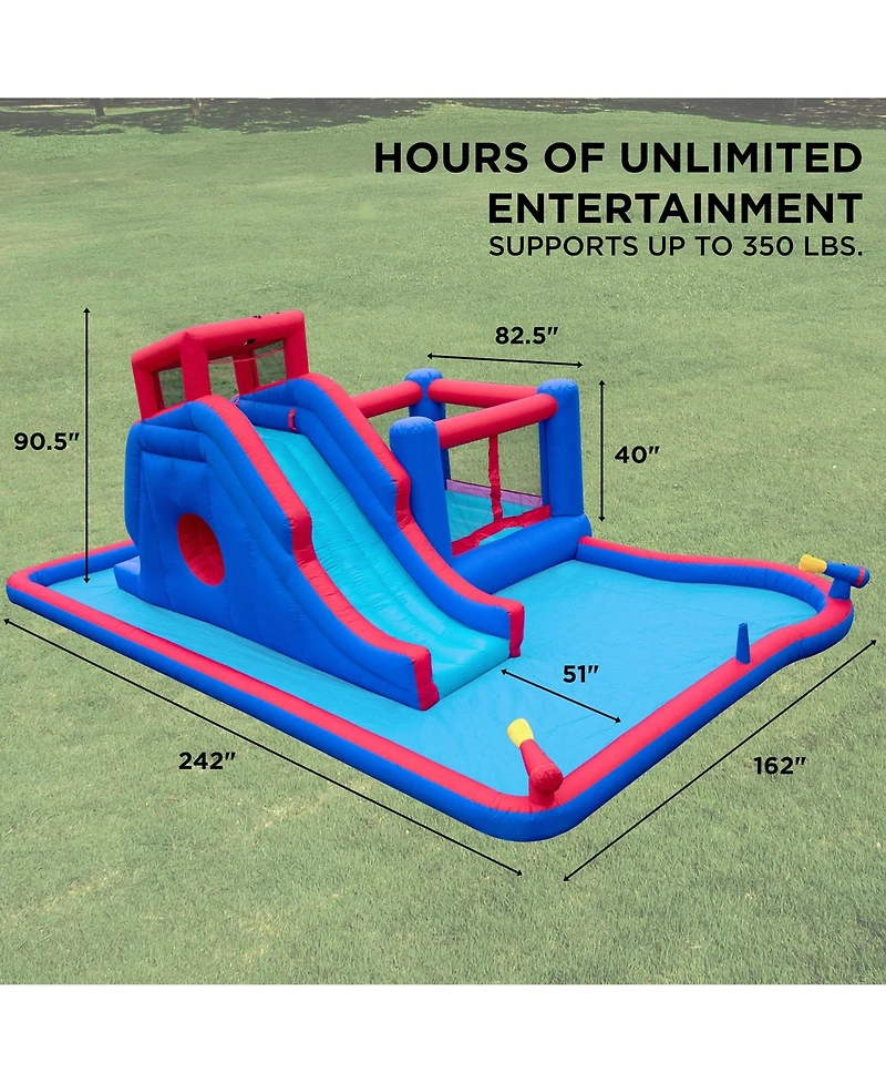 Sunny & Fun Inflatable Water Slide with Bounce House & Splash Pool