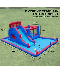 Sunny & Fun Inflatable Water Slide with Bounce House & Splash Pool