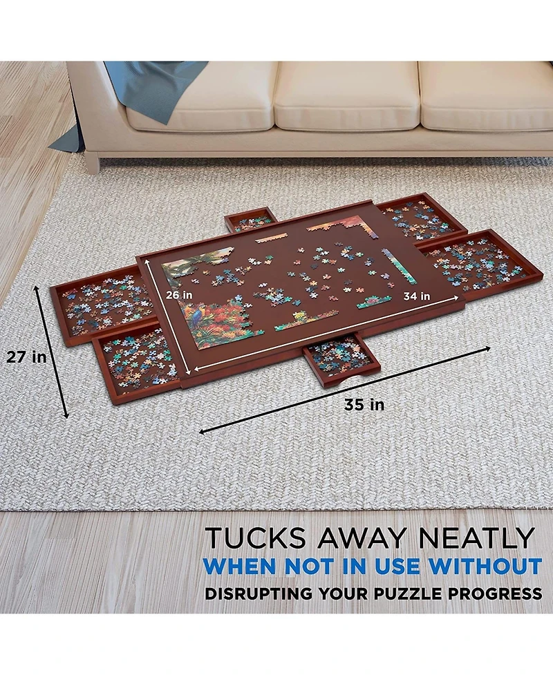 Jumbl 1500pc Puzzle Board w/Mat 27”x35” Wooden Jigsaw Puzzle Table
