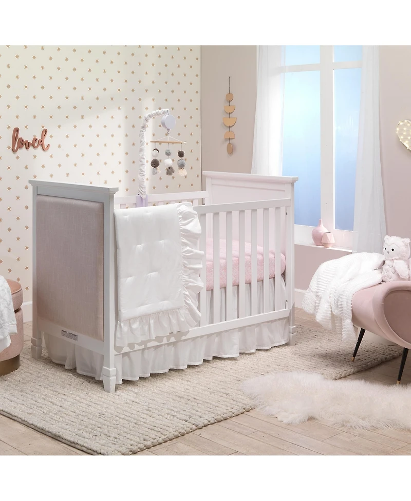 Lambs & Ivy Signature White Cotton Voile Ruffled Crib Skirt