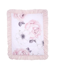 Lambs & Ivy Floral Garden Watercolor/Pink Linen 5-Piece Baby Crib Bedding Set