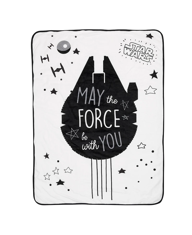 Lambs & Ivy Star Wars Millennium Falcon Black/White Soft Faux Shearling Baby Blanket