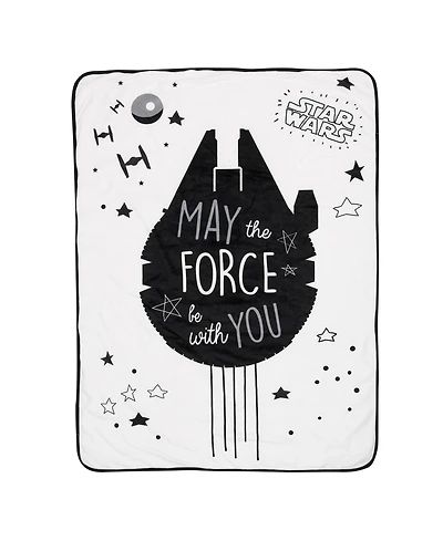 Lambs & Ivy Star Wars Millennium Falcon Black/White Soft Faux Shearling Baby Blanket