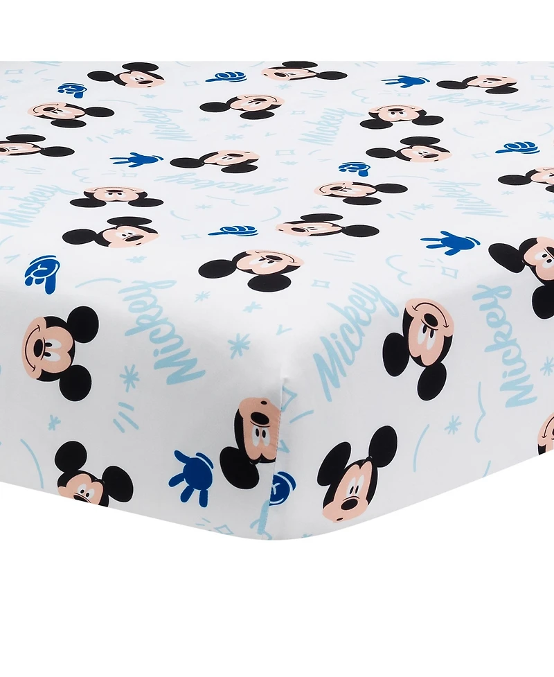 Lambs & Ivy Disney Baby Forever Mickey Mouse White Fitted Crib Sheet