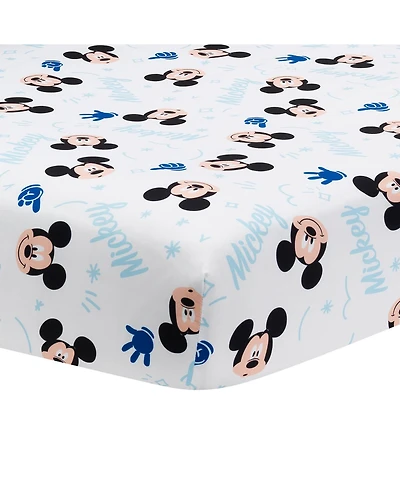 Lambs & Ivy Disney Baby Forever Mickey Mouse White Fitted Crib Sheet