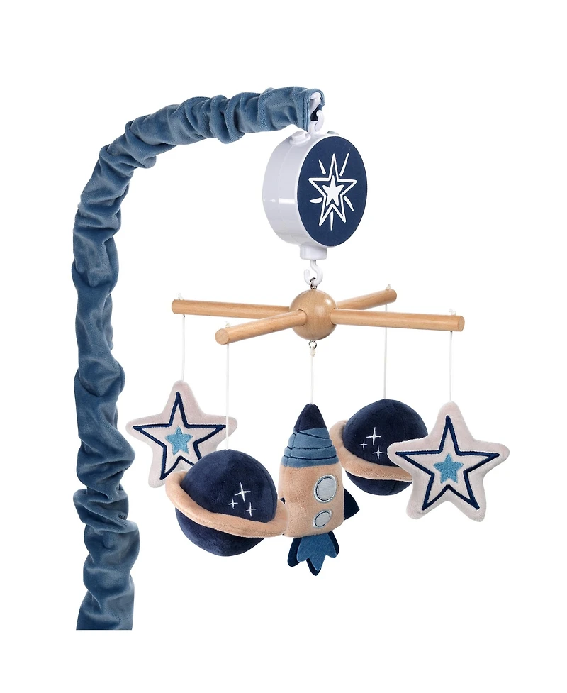 Lambs & Ivy Sky Rocket Planets/Stars Musical Baby Crib Mobile Soother Toy- Blue