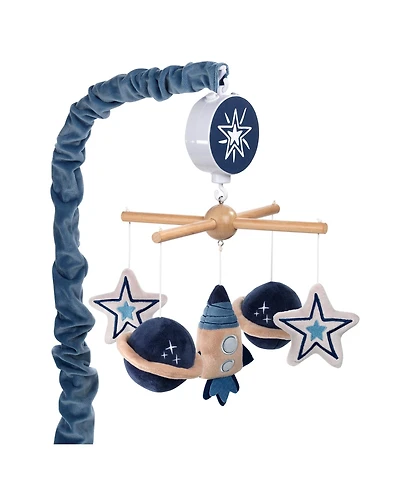 Lambs & Ivy Sky Rocket Planets/Stars Musical Baby Crib Mobile Soother Toy- Blue