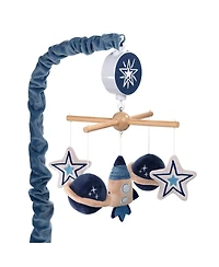 Lambs & Ivy Sky Rocket Planets/Stars Musical Baby Crib Mobile Soother Toy- Blue